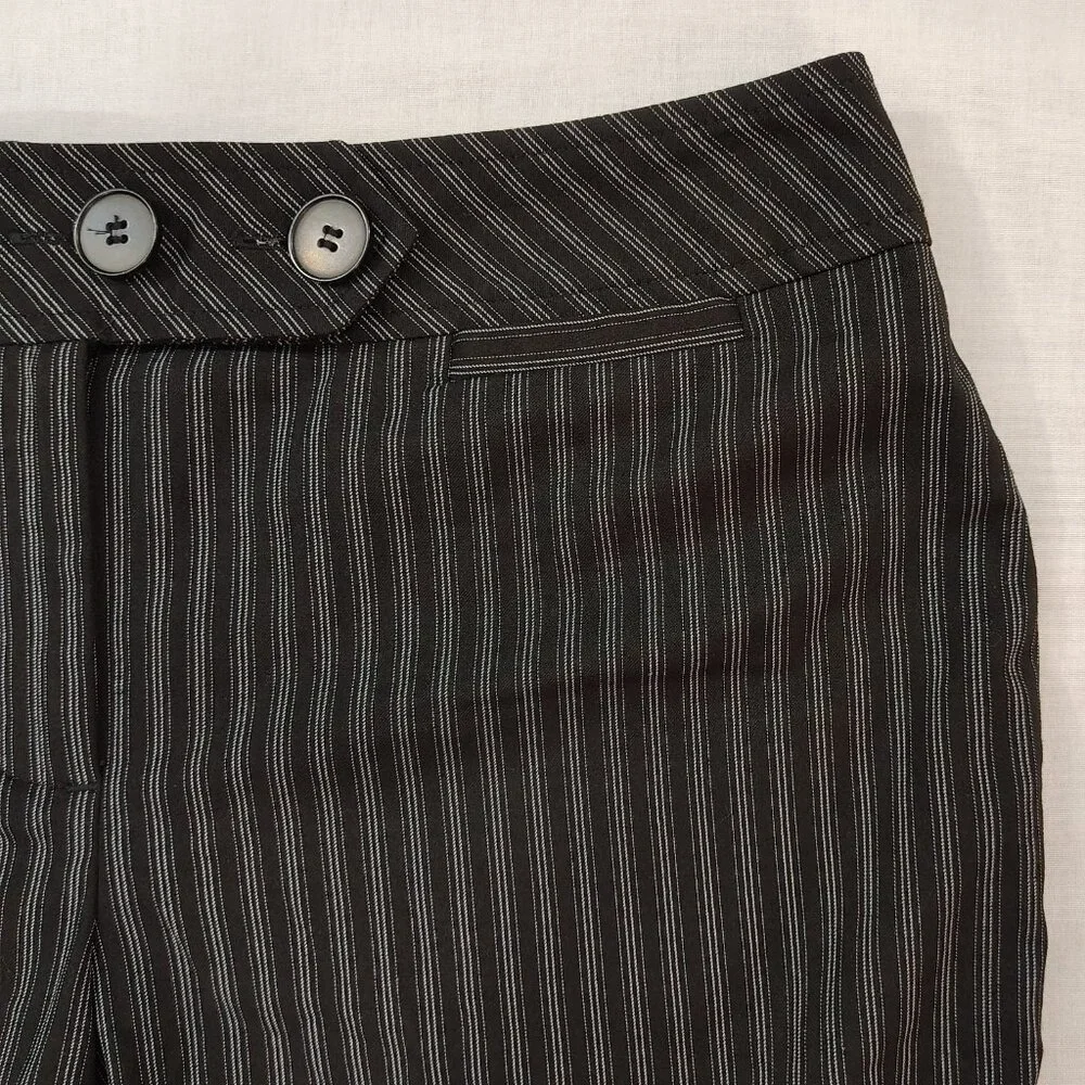 Ann Taylor Loft Julie Trouser Dress Pants Womens Size 6 Pinstripe Wide Leg Black - Picture 5 of 15